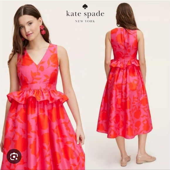 Kate Spade NY x Target Classic Rose Peplum Midi Dress  NWT Size 14 & 17 Plus Sz - Picture 2 of 9
